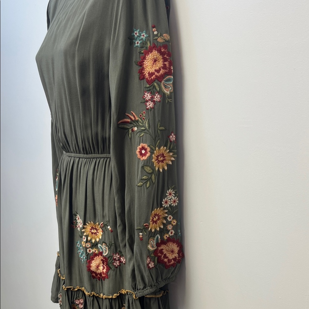 Savanna Jane Green Boho Floral Long Sleeve Dress Size Small - Picture 10 of 16